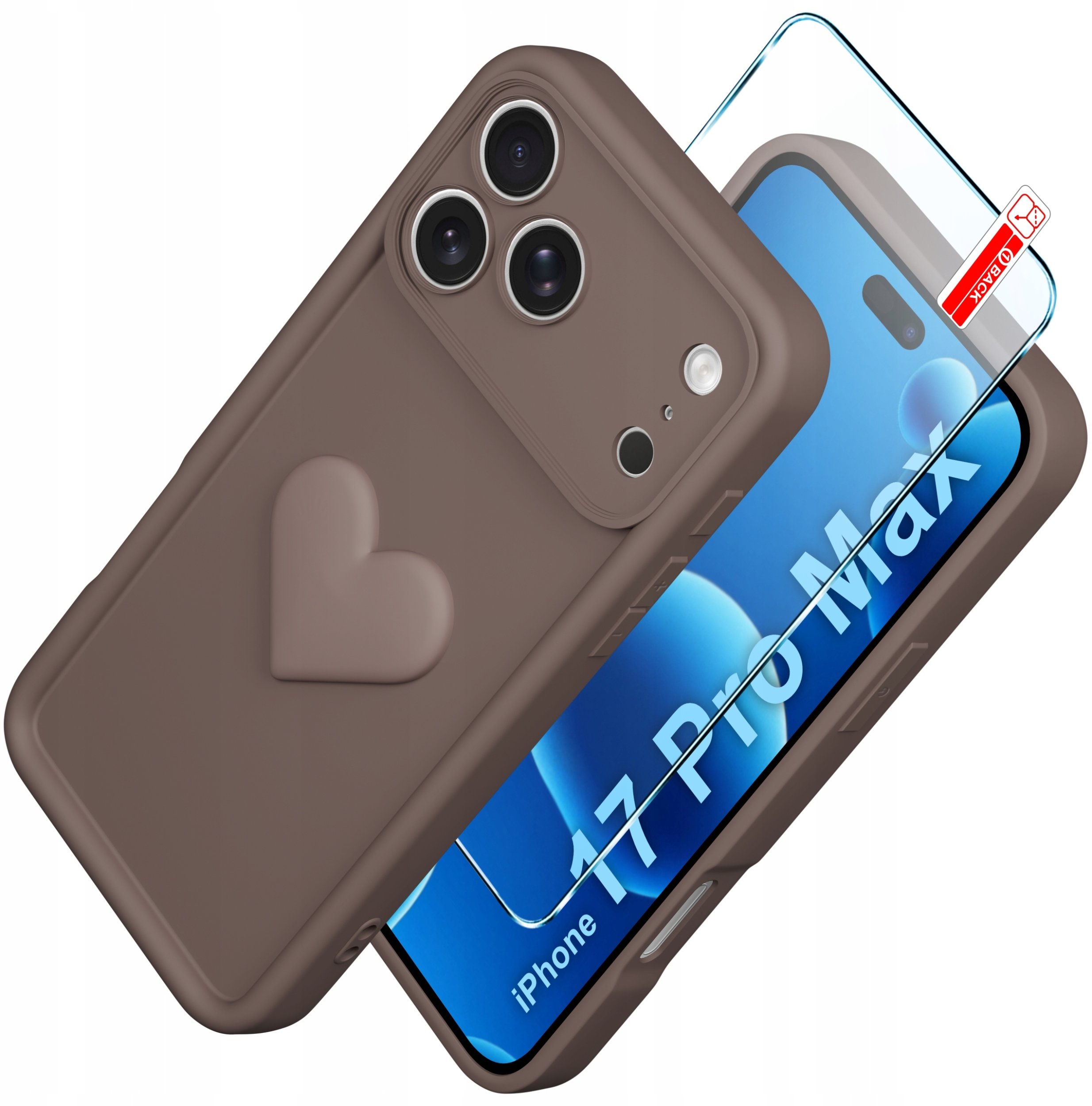Etui do iPhone 17 Pro Max CASE silikonowe MATOWE serce + Szkło ochronne 9H