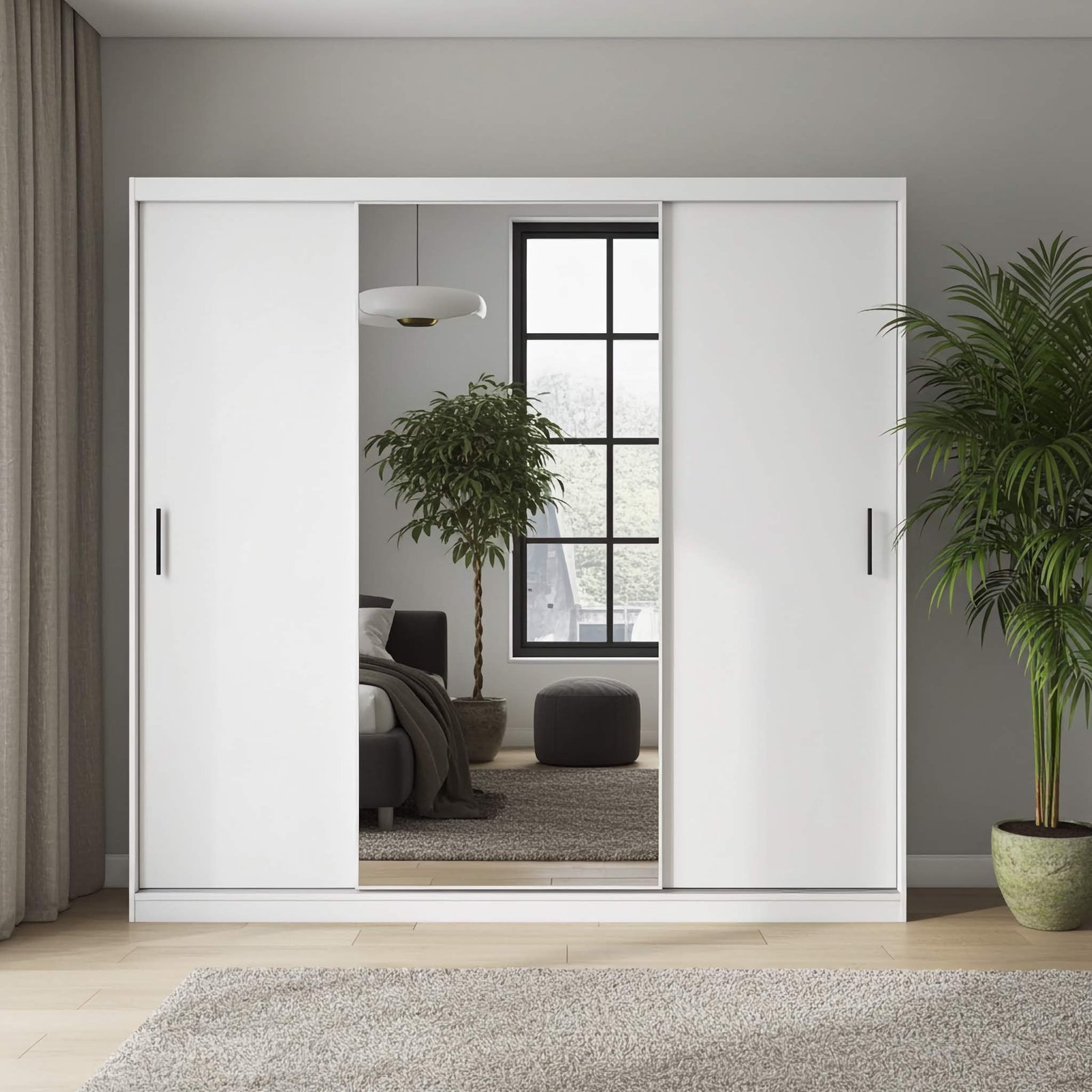 Szafa przesuwna MIRANO 250 cm biała mat pojemna garderoba