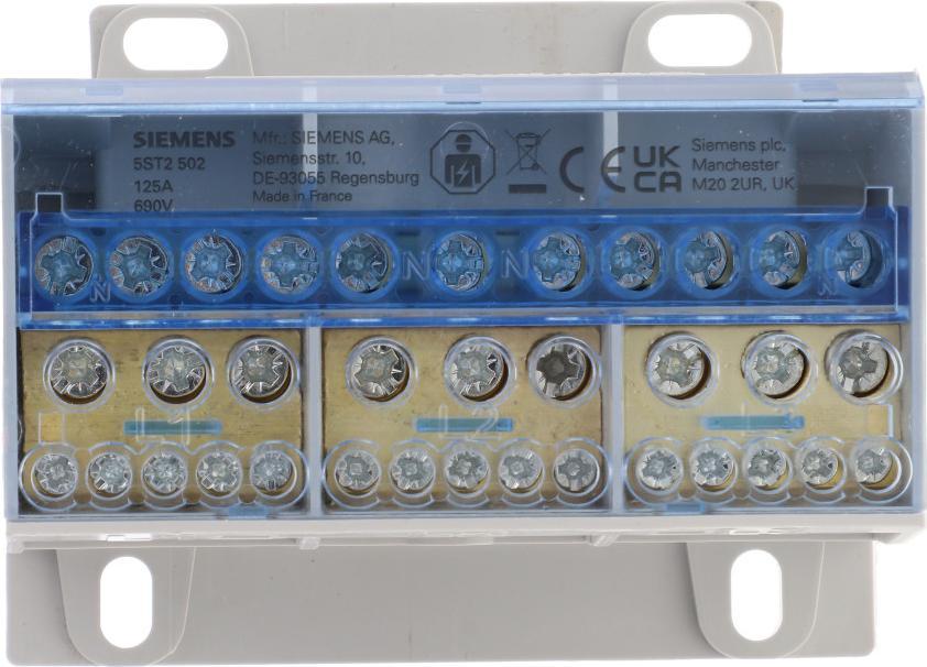 Siemens Blok rozdzielczy 125A 3P 690V 1x25-35mm2 4x16mm2 7x10mm2 DIN 5ST2502