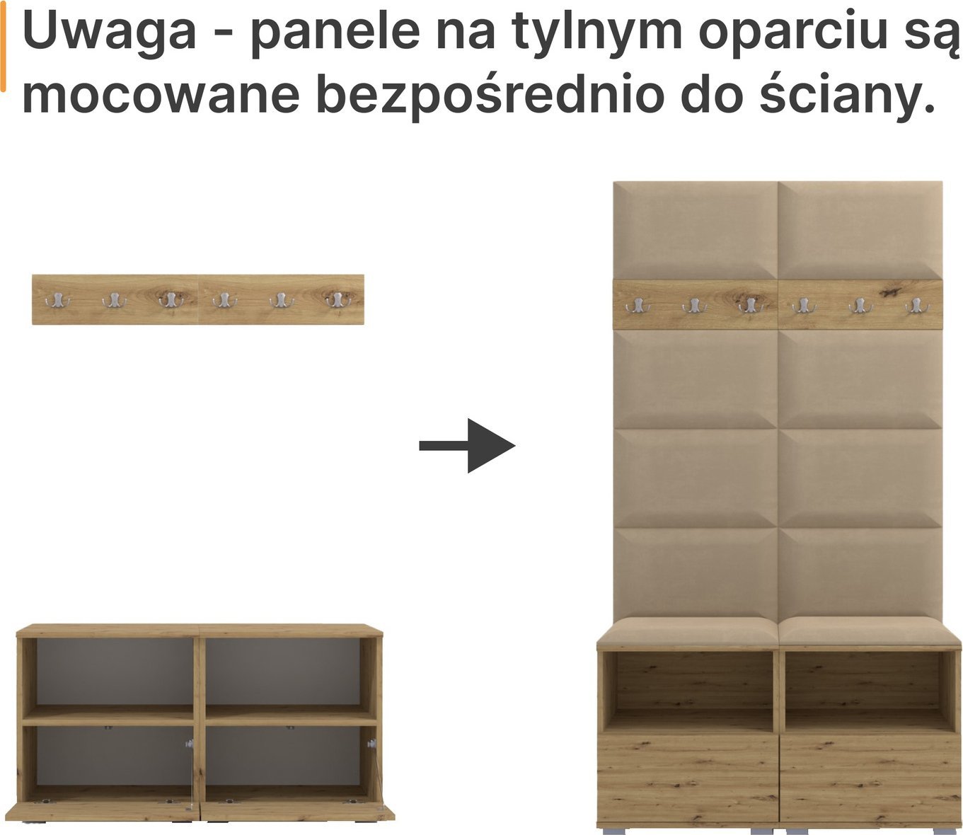 Ravio Tapicerowana garderoba Nela IV - kolor grafit + tkanina Trinity 01