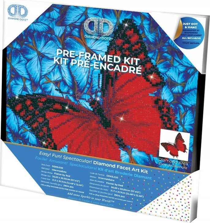 DIAMOND DOTZ Haft diamentowy Diamond Dotz Czerwony motyl 33x33cm DDK5020