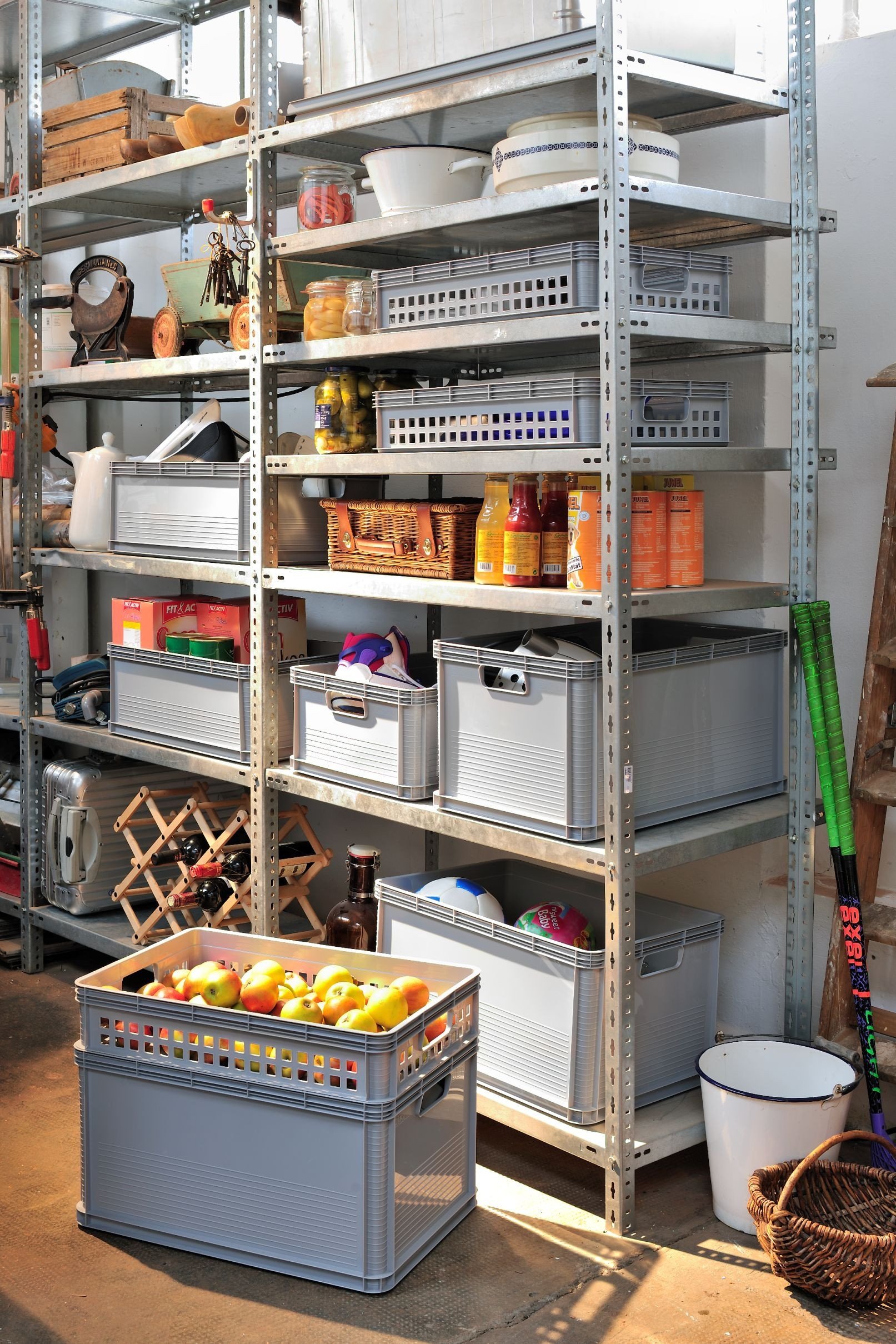 Transport basket with load capacity up to 60kg Robert 60x40x32cm 64L grey 4052396083149