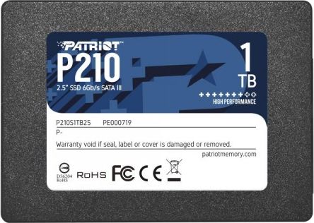 Patriot Dysk Twardy SSD PATRIOT P210 1TB SATA 3.0 Write speed 430 MBytes/sec Read speed 520 MBytes/sec 2,5" P210S1TB25