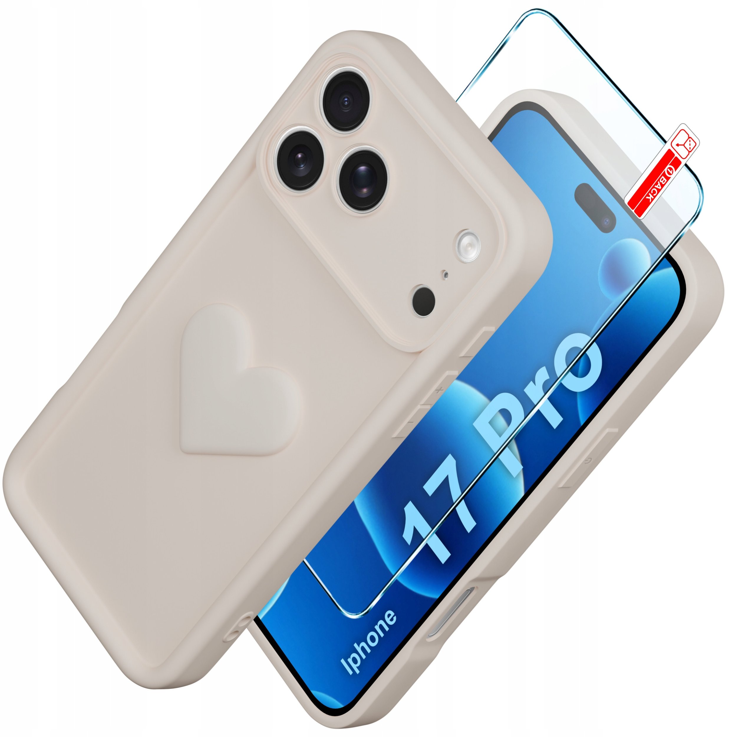 Etui do iPhone 17 Pro CASE silikonowe MATOWE serce + Szkło ochronne 9H