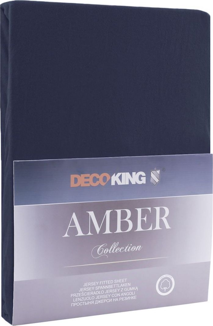 Decoking Prześcieradło Bawełniane Amber Navyblue 140-160x200+30 cm