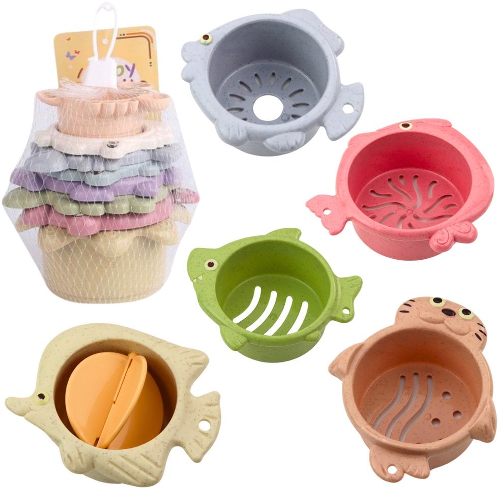 Zestaw Kubeczków Do Układania Kąpieli 2w1 Pastelowe 6el