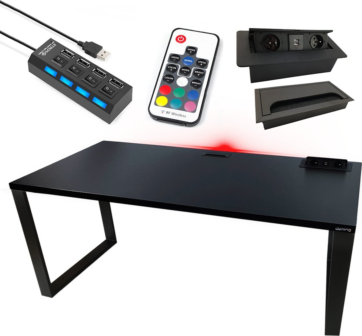 BIURKO GAMINGOWE 120x60 LED GNIAZDO LOFTOWE STABILNE HUB PRODUCENT