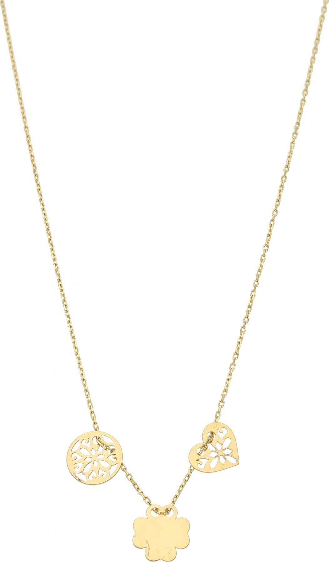 Rosanto Złoty naszyjnik celebrytka kółko serce koniczyna 54 cm 585 14k