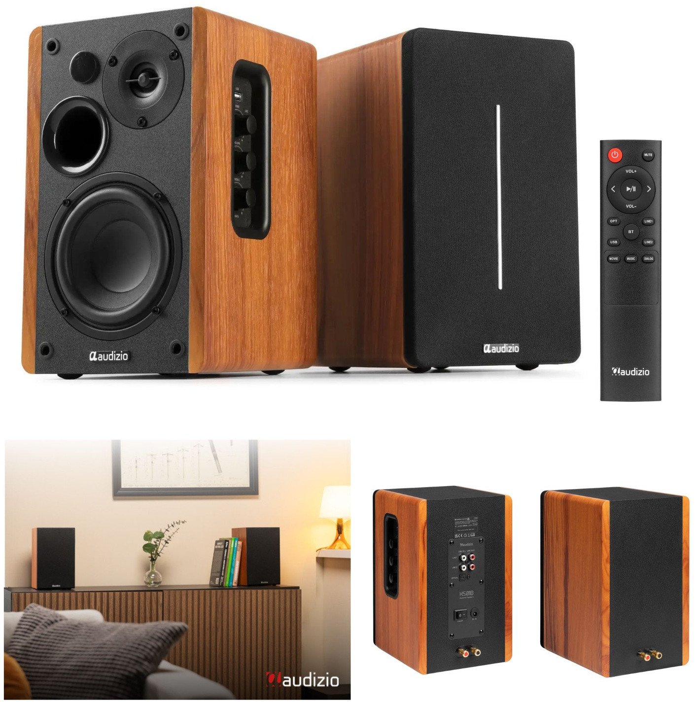 Aktywny zestaw kolumn KS01B 120W BT brązowy Audizio one size