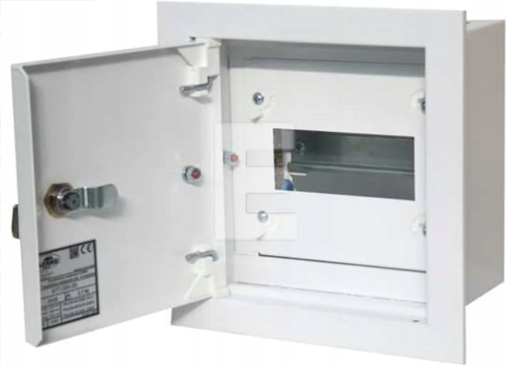 Alfako Rozdzielnia metalowa modułowa podtynkowa 1x6 modułów zamek Ral 9003 A-RW0