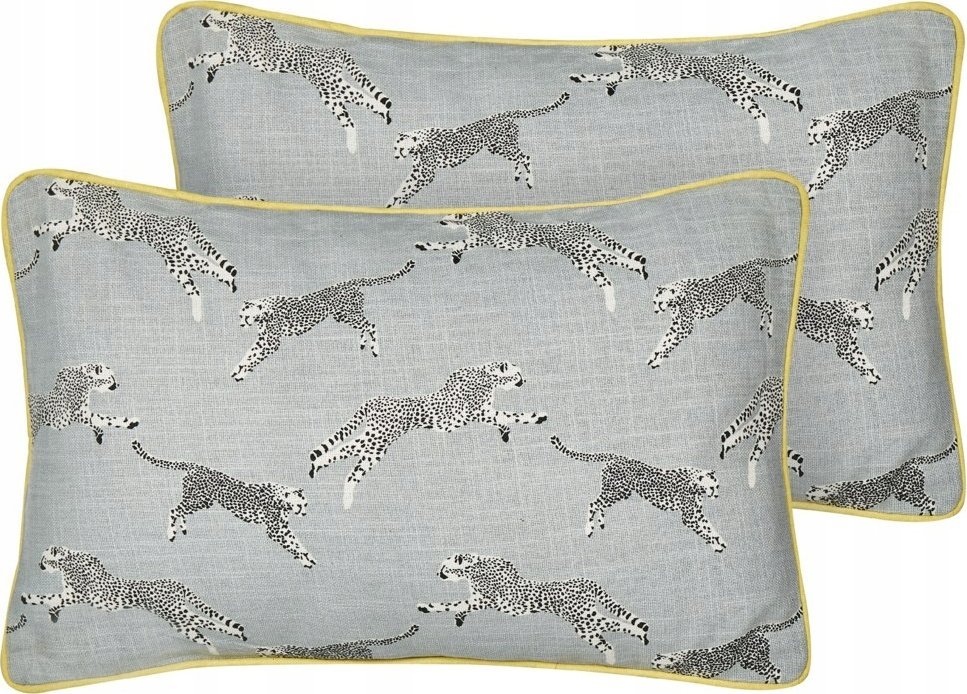 Beliani 2 bawełniane poduszki dekoracyjne w gepardy 30 x 50 cm szare ARALES
