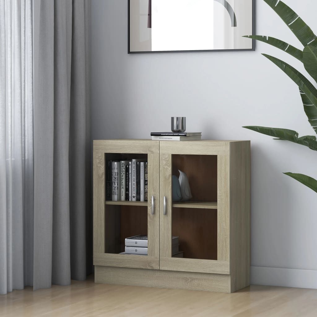 vidaXL Witryna, kolor dąb sonoma, 82,5x30,5x80 cm, płyta wiórowa