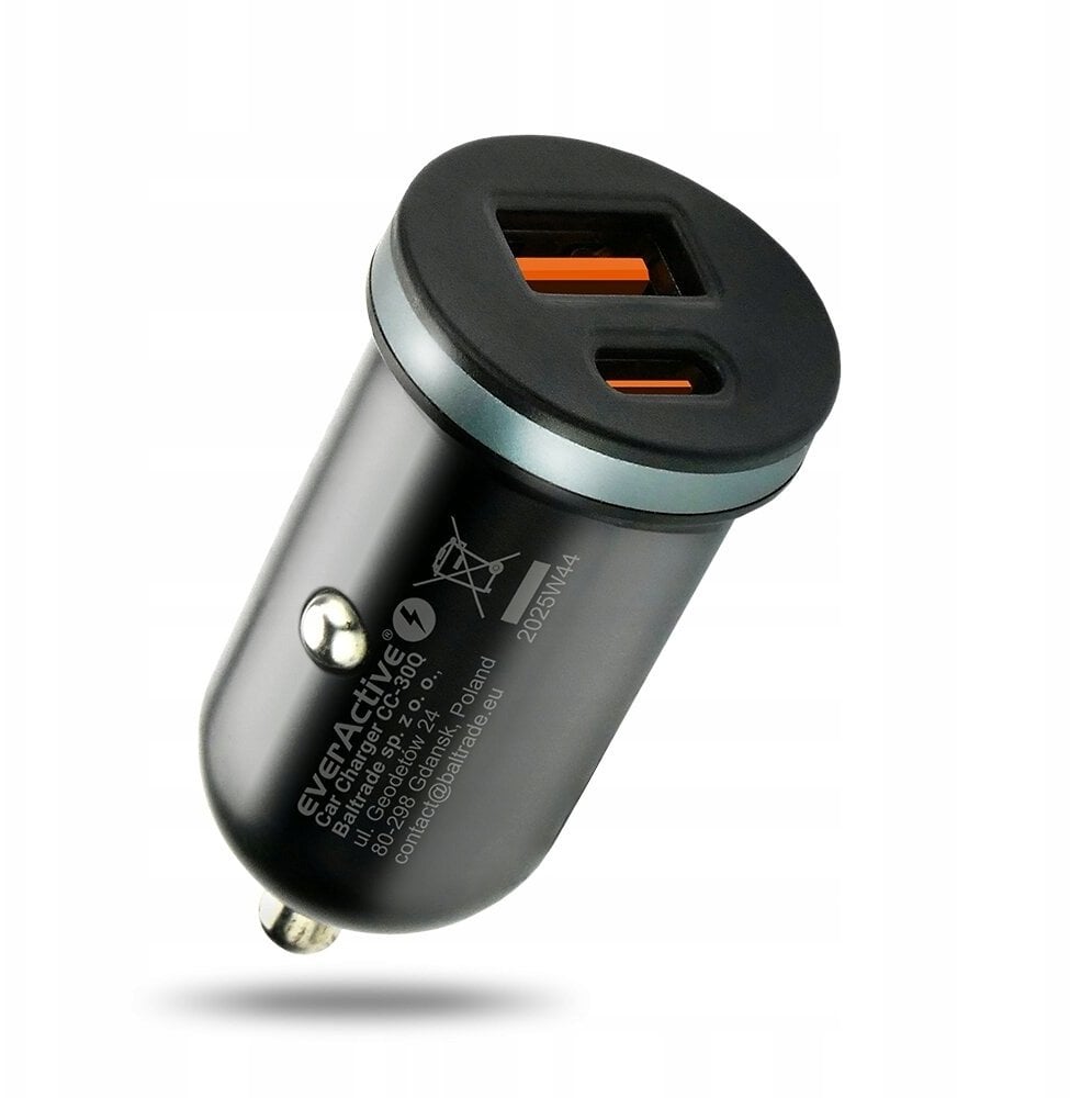 Ładowarka samochodowa 1 x USB QC3.0, 1 x USB-C PD 35W czarna