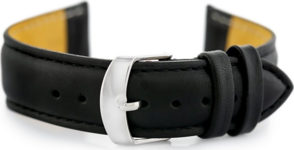 Pasek skórzany do zegarka W83L - czarny - 20mm