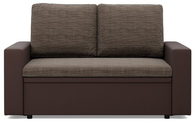 Rozkładana sofa, CAPERO, ekoskóra, plecionka, 148x87x90 cm, brąz