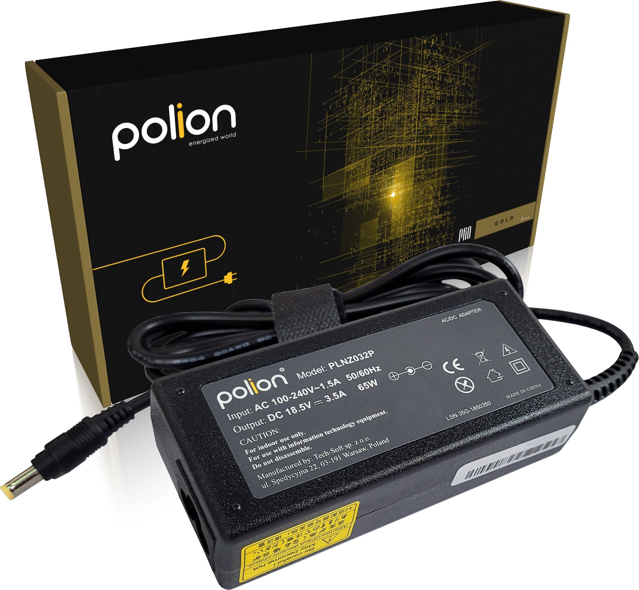 Zasilacz do laptopa Polion 65 W, 1.7 mm, 3.5 A, 18.5 V (PLNZ032P)