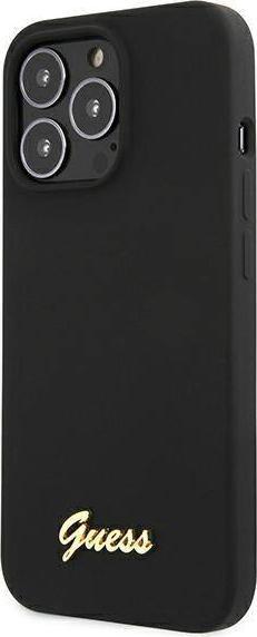Guess Guess GUHMP13LLSLMGBK iPhone 13 Pro / 13 6,1" black/czarny hardcase Silicone Script Gold Logo