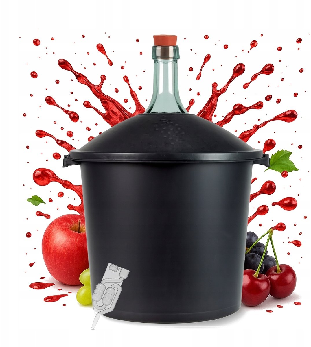 BALON NA WINO 25L W KOSZU GĄSIOR GRUBE SZKŁO butla do wina KOREK + RURKA