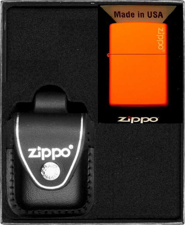 Zestaw ZIPPO Zapalniczka ORANGE MATTE LOGO Prezentowy No3