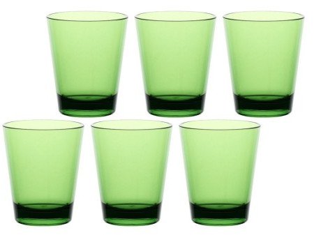 ROSE&TULIPANI FIABA Zestaw 6 akrylowych szklanek 440 ml, zielony