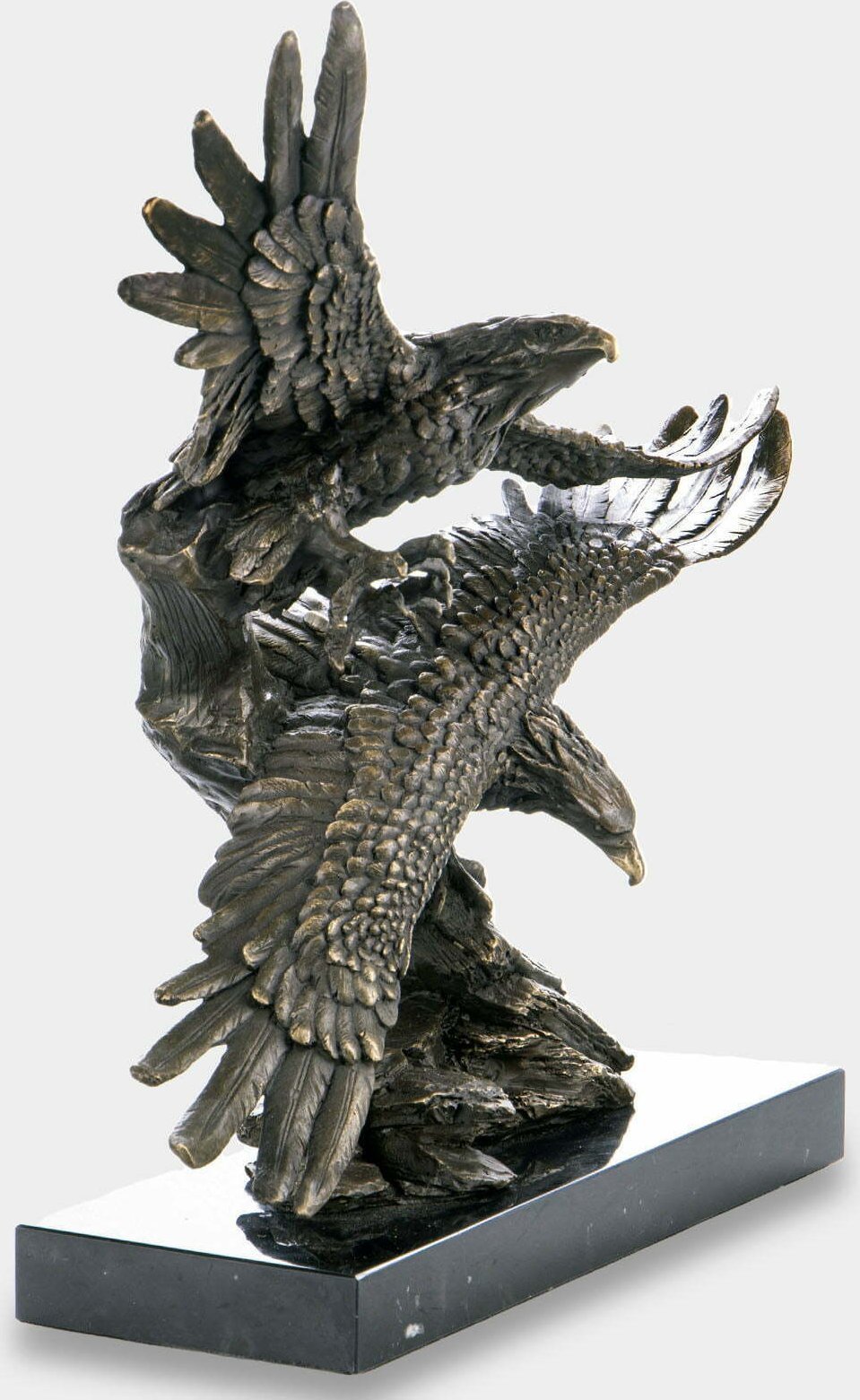 rzezbyzbrazu Para Orłów Rzeźba z Brązu na Marmurze