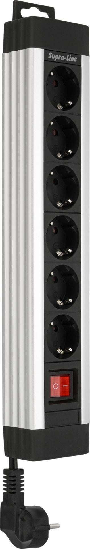 REV REV Outlet Strip 6-fold 2,4m Supraline w. switch silver