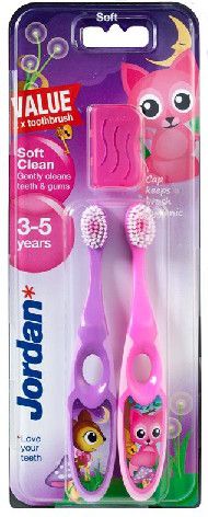 Jordan Szczoteczka do zębów DUO Soft Clean dla dzieci (3-5 lat) miękka 1 op-2 szt. mix wzorów