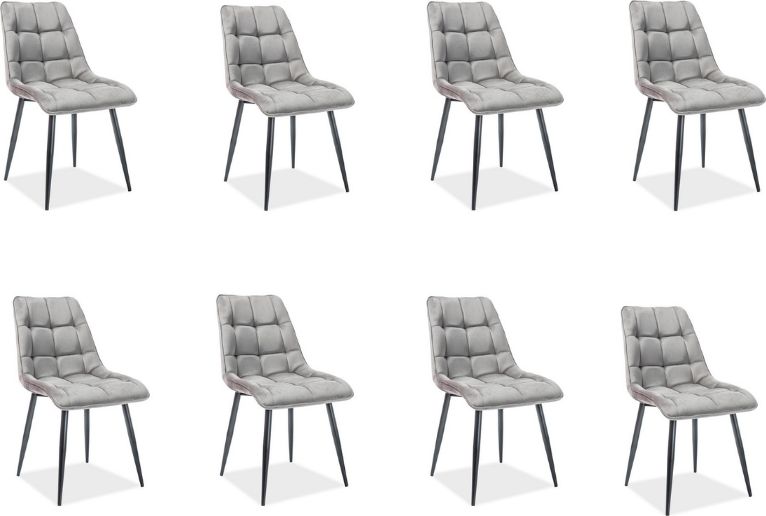 Signal Zestaw 8 krzeseł CHIC VELVET szare aksamitne