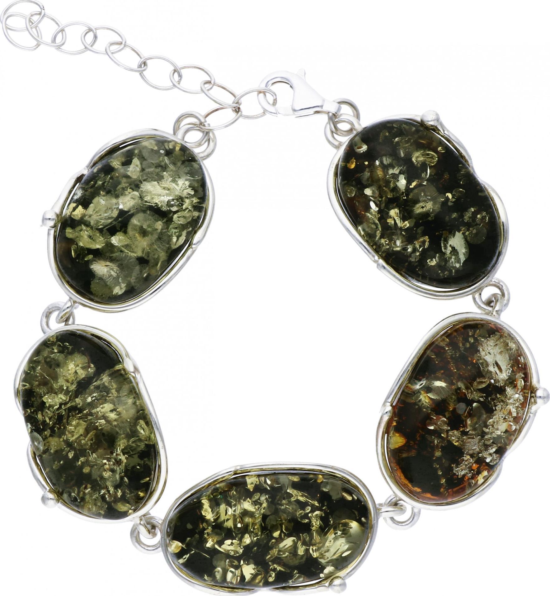 Rosanto Okazała bransoletka z zielonym bursztynem 22 cm 925