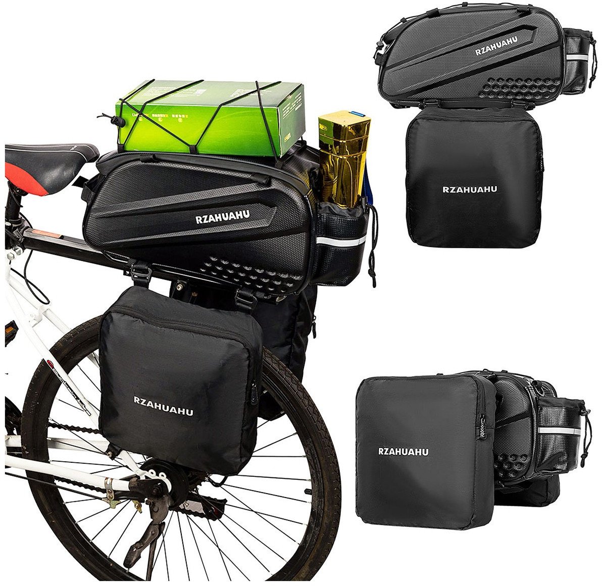 Torba rowerowa wodoodporna 2w1, czarna