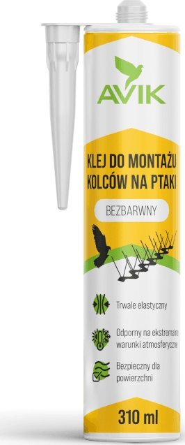 AVIK Bezbarwny Klej 310ml do Montażu Zamocowania Kolców na Ptaki Gołębie