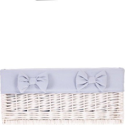 WickerPL Wiklinowa Skrzynia Kosz Regałowy Wybielany z Obszyciem w kolorze Szarym 50x30 H22 cm