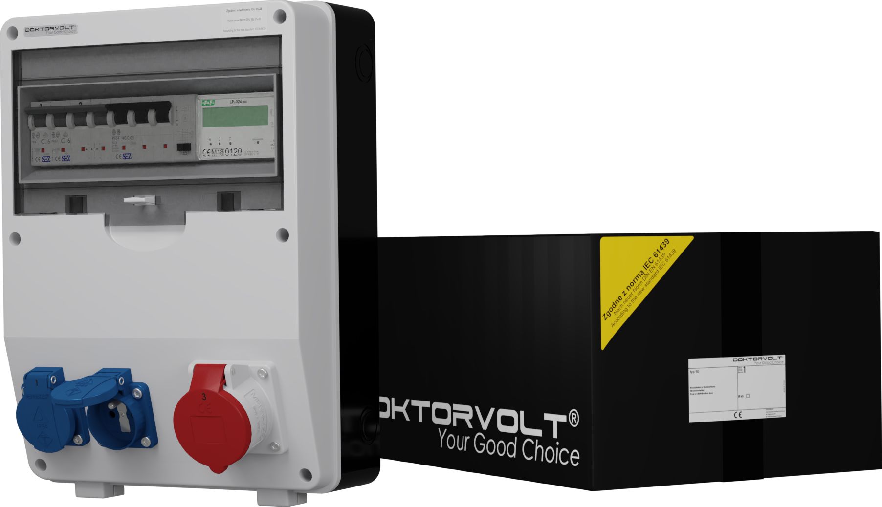 Doktorvolt Rozdzielnica budowlana z licznikiem 3F TD-S/FI 16A 2x230V Doktorvolt 9665