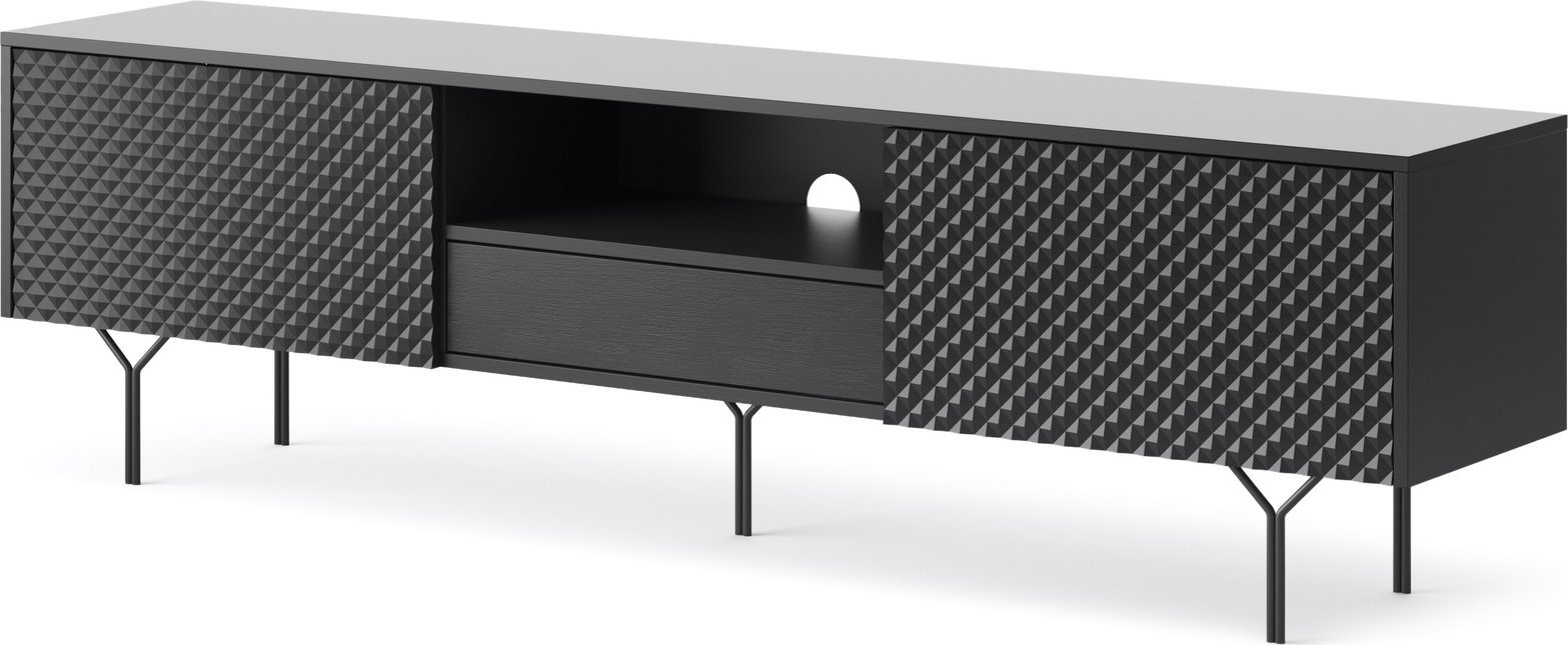 Ravio Stylowa szafka RTV East o szerokości 180cm w kolorze czarnym