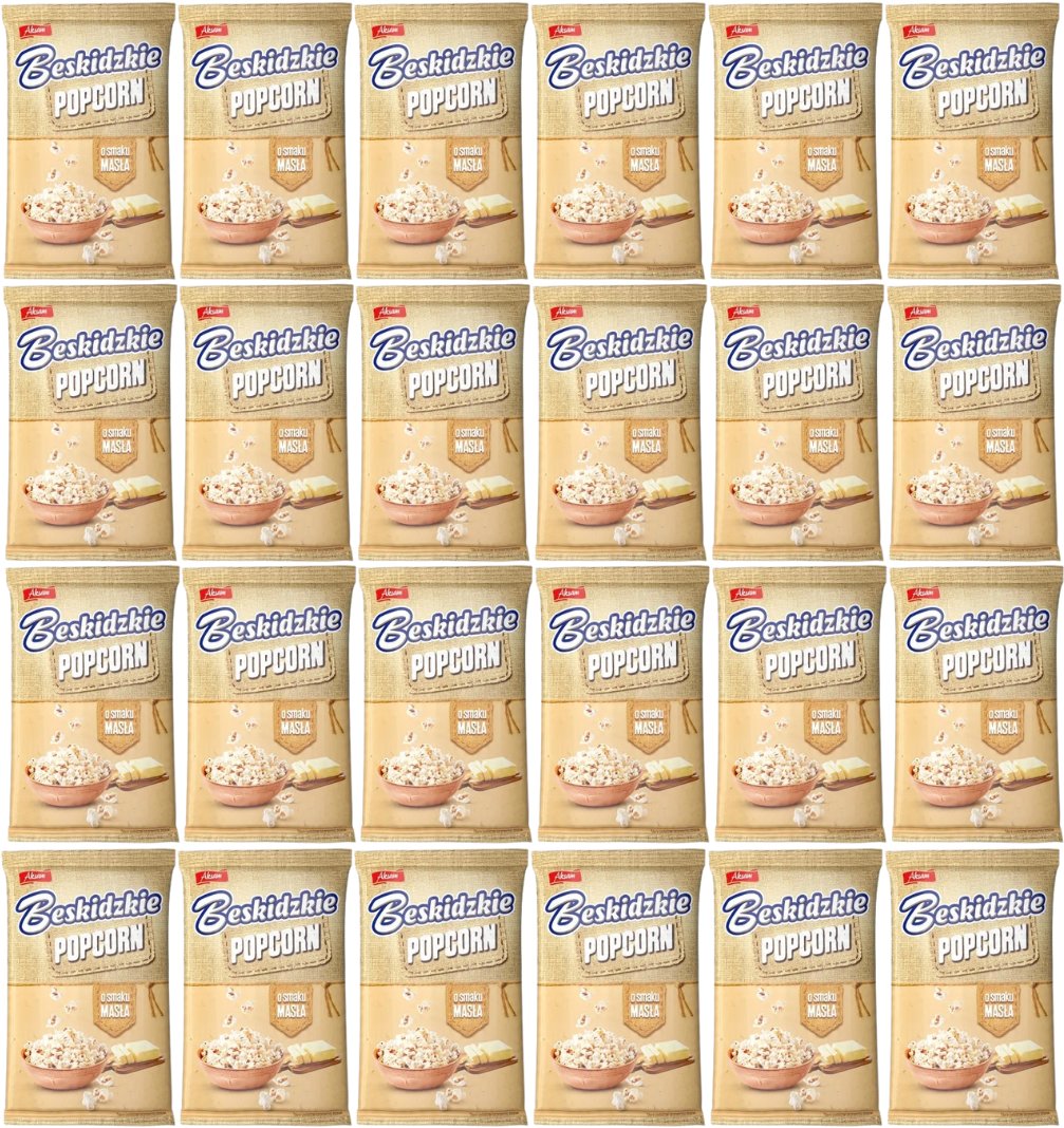 Beskidzkie Popcorn o smaku masła 90 g x 24 sztuk