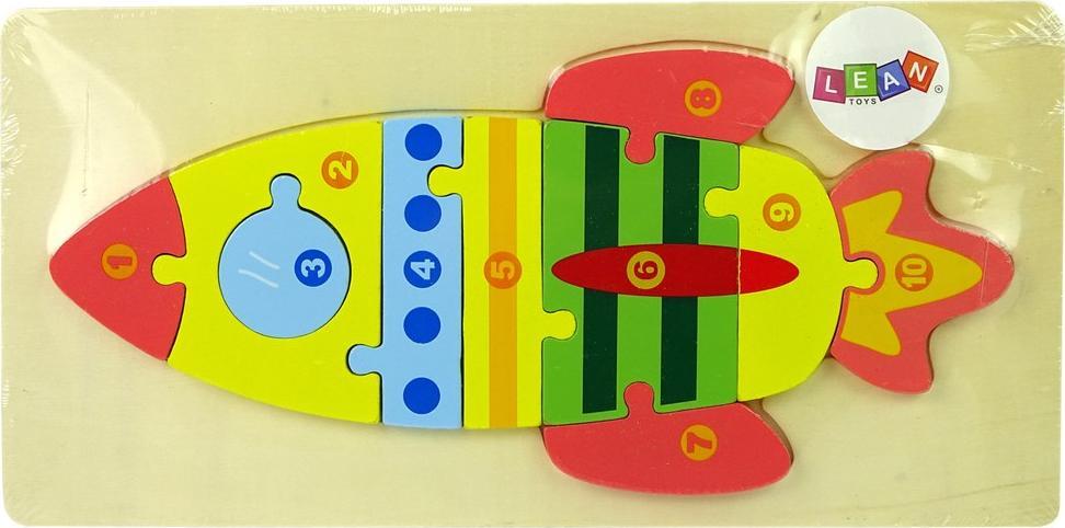 Lean Sport Zestaw Drewnianych Puzzli Rakieta Liczby