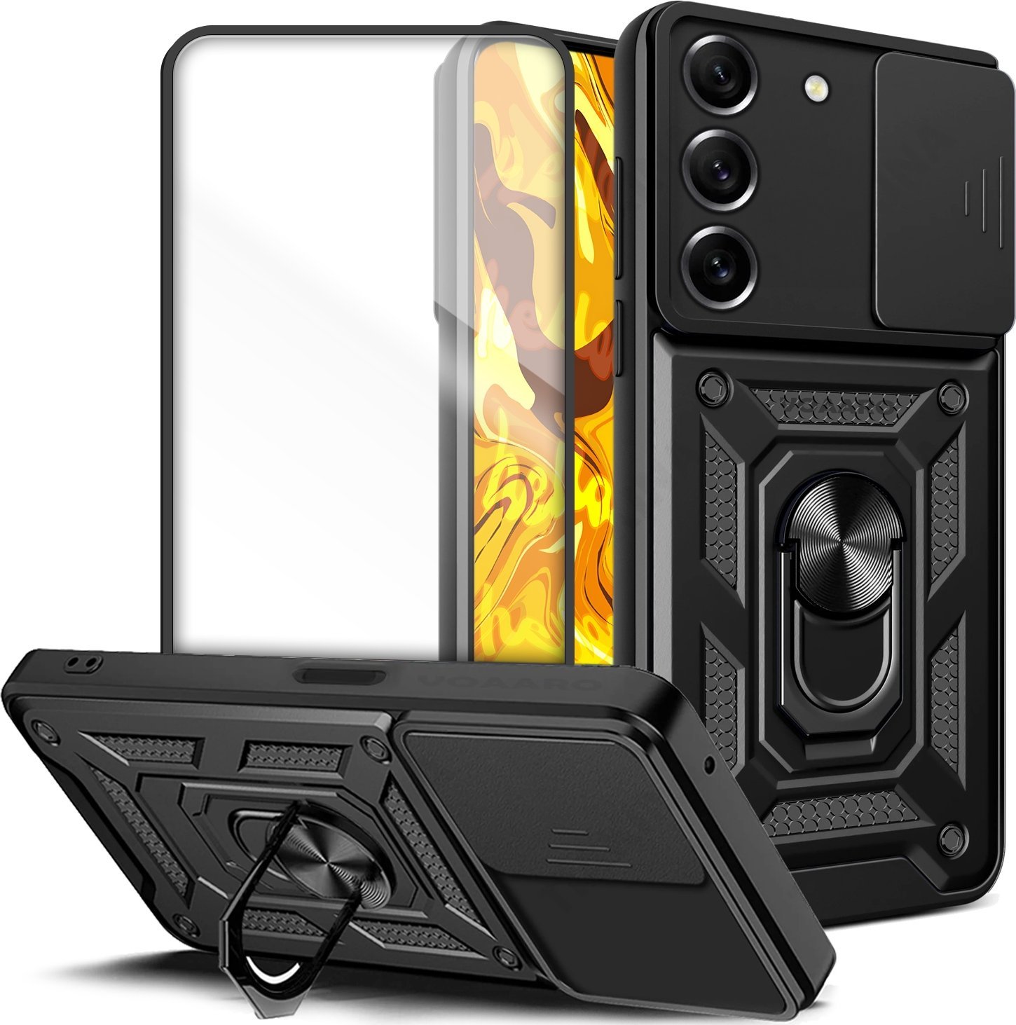 Hello Case ETUI PANCERNE DO SAMSUNG GALAXY S21 FE CZARNE OBUDOWA ARMOR HOLDER SZKŁO