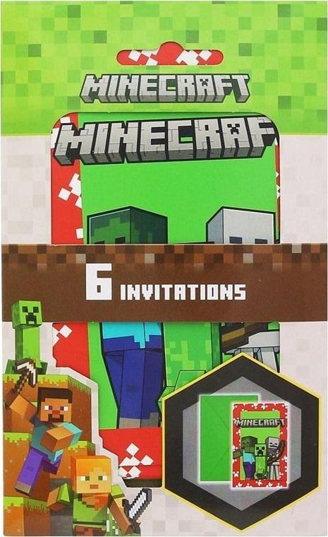 Zaproszenia z kopertami Minecraft 6szt