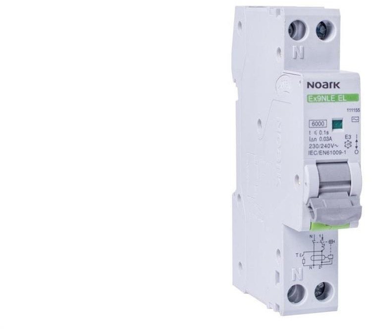 Wyłącznik różnicowo-nadprądowy RCBO 1-fazowy B16 (B 16A) + 30mA typ A 1-biegunowy 1P (230V AC) 1-modułowy NOARK