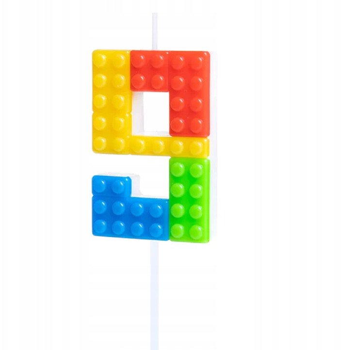 Świeczka Urodzinowa Na Tort / KLOCKI / Świeczki na Urodziny / CYFRA 9