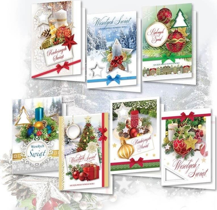 Top Graphic Karnet DL BN z opłatkiem, świeckie (10szt) MIX