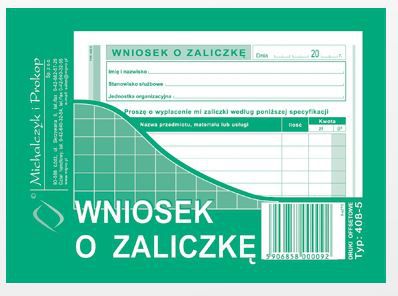 Michalczyk & Prokop Wniosek o zaliczkę A6 40 kartek (408-5)