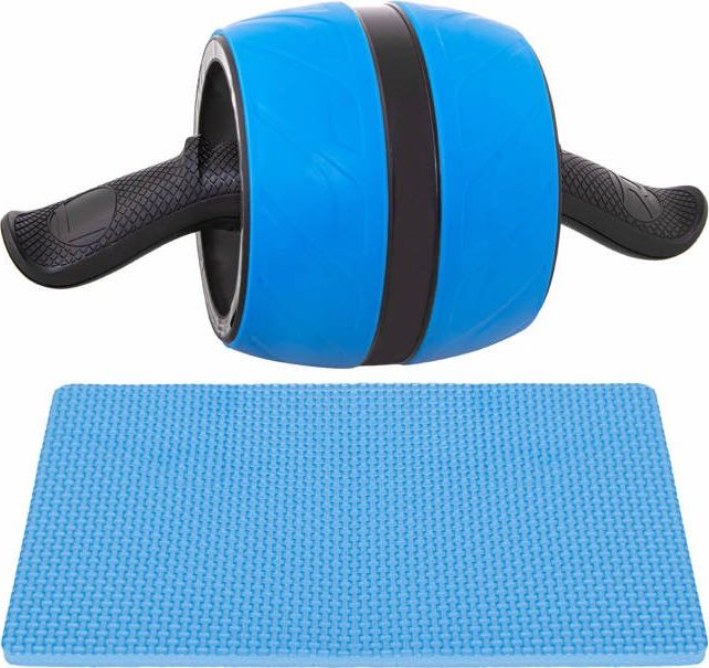 Springos Wałek do masażu kółko do ćwiczeń z matą pod kolana czarno-niebieski