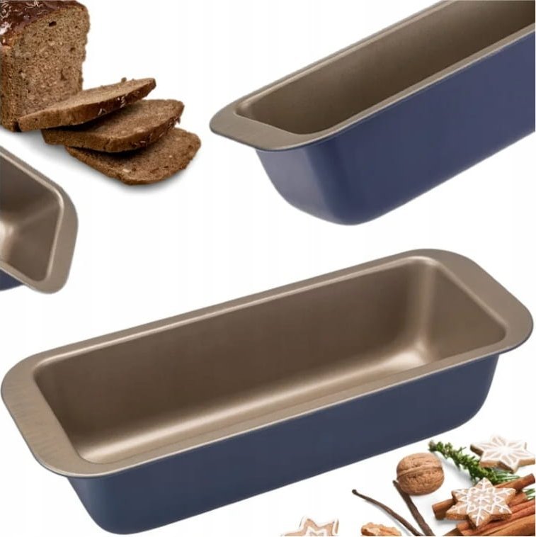 Galicja Forma do pieczenia blacha nieprzywieralna 26x9,5x7 cm granatowo-złota