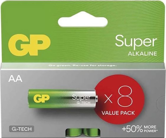 GP 4+4 Super Alkaline 1,5V AA Mignon LR06 Rel. 03015ADHETA-B8