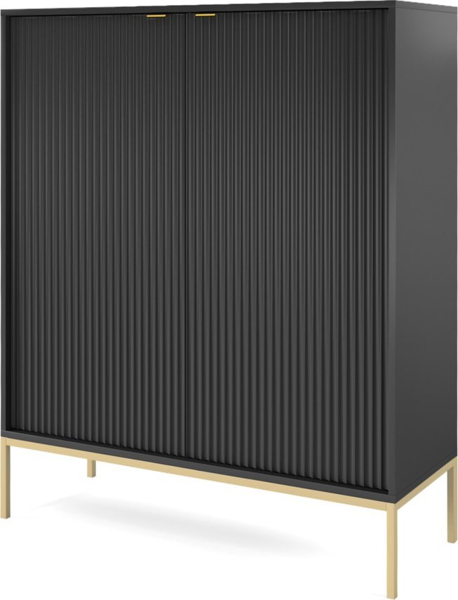 Ravio Pojemna komoda Kioto K104 w kolorze czarnym i złotymi nóżkami