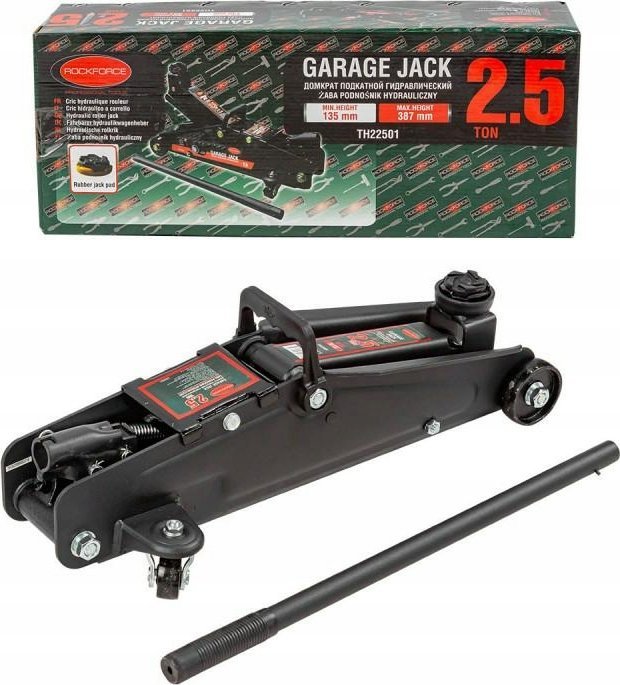 Rockforce Podnośnik samochosdowy hydrauliczny ŻABA 2,5t (h min 135mm, h max 387mm)
