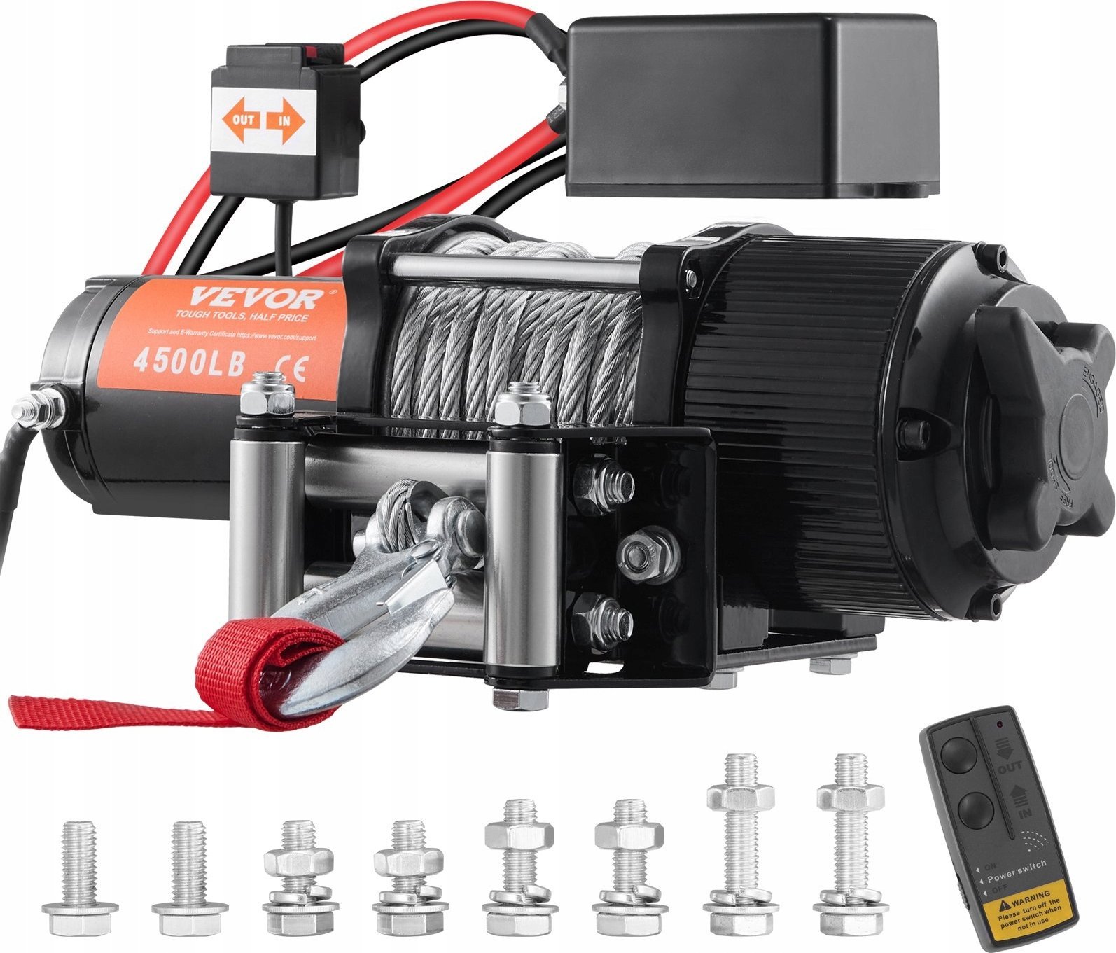 Elektryczna Wciągarka Samochodowa 2000 kg Stalowa Lina