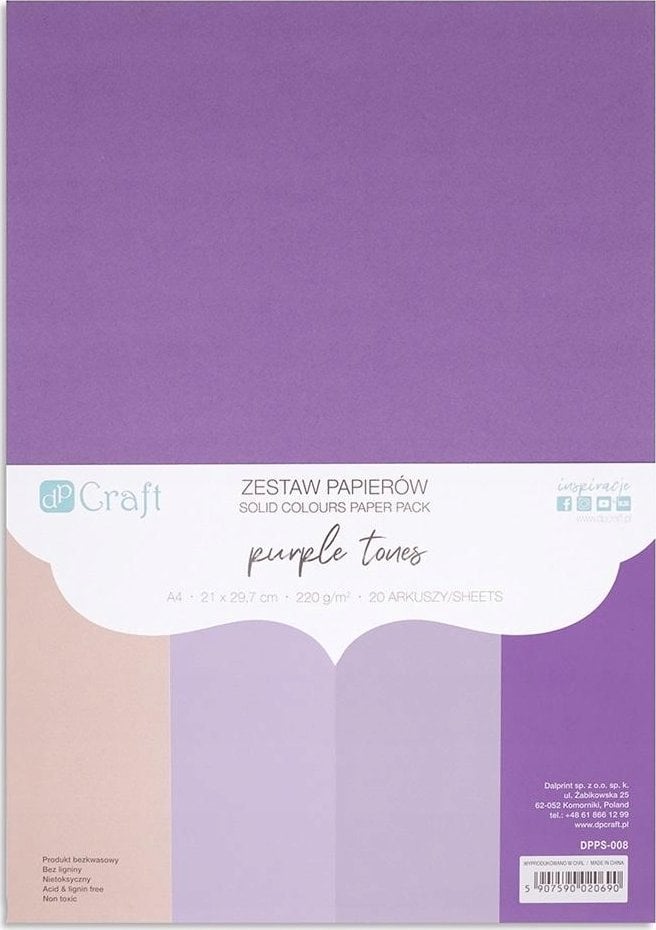 Zestaw papierów A4 20 arkuszy Purple tones 220g