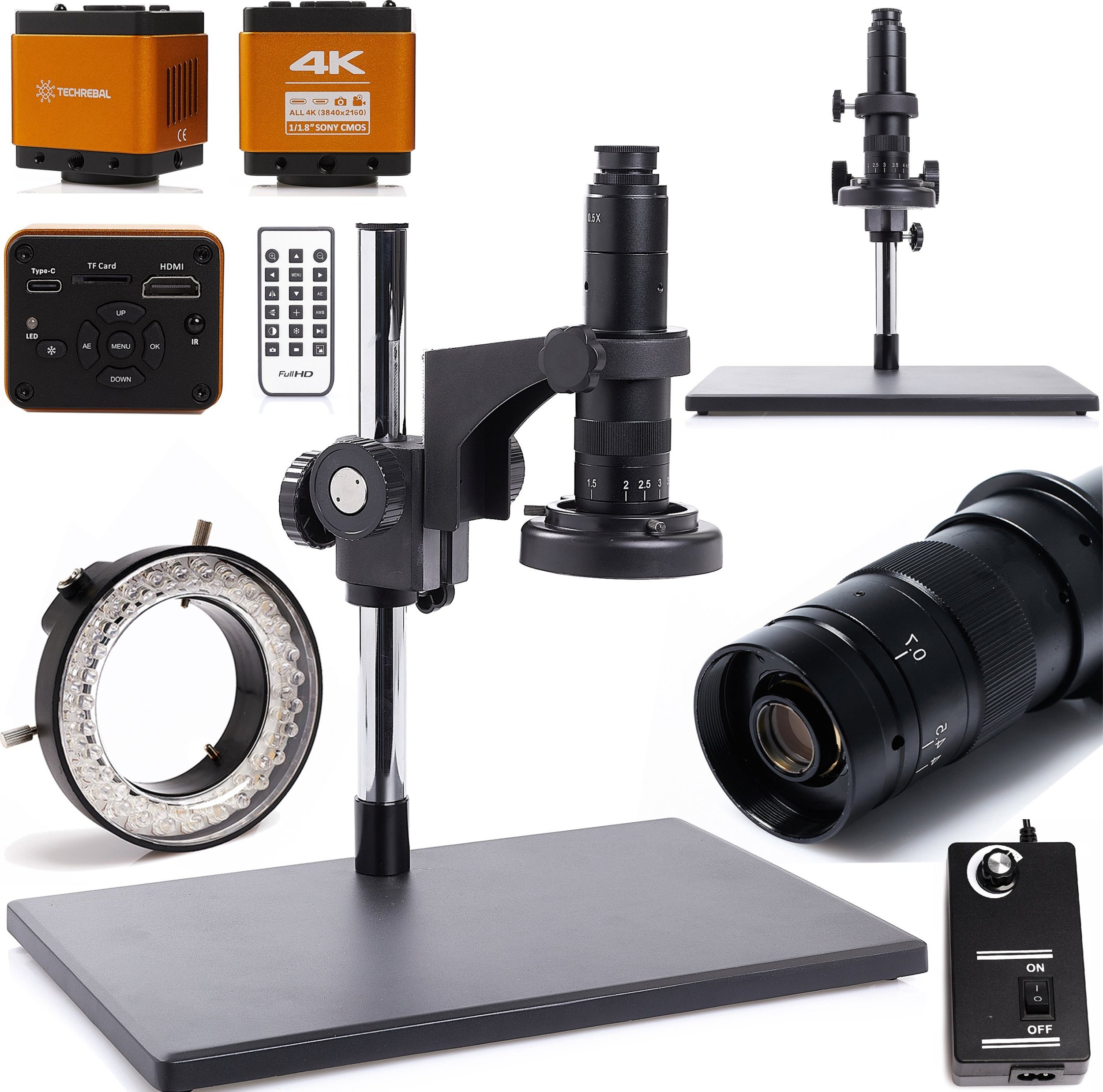 Mikroskop Cyfrowy 10A dla Elektronika 7-45x Techrebal Kamera 4K Oświetlenie